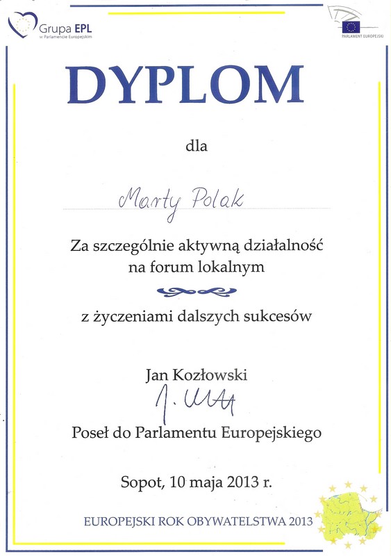 dyplom od j Kozłowskiegom