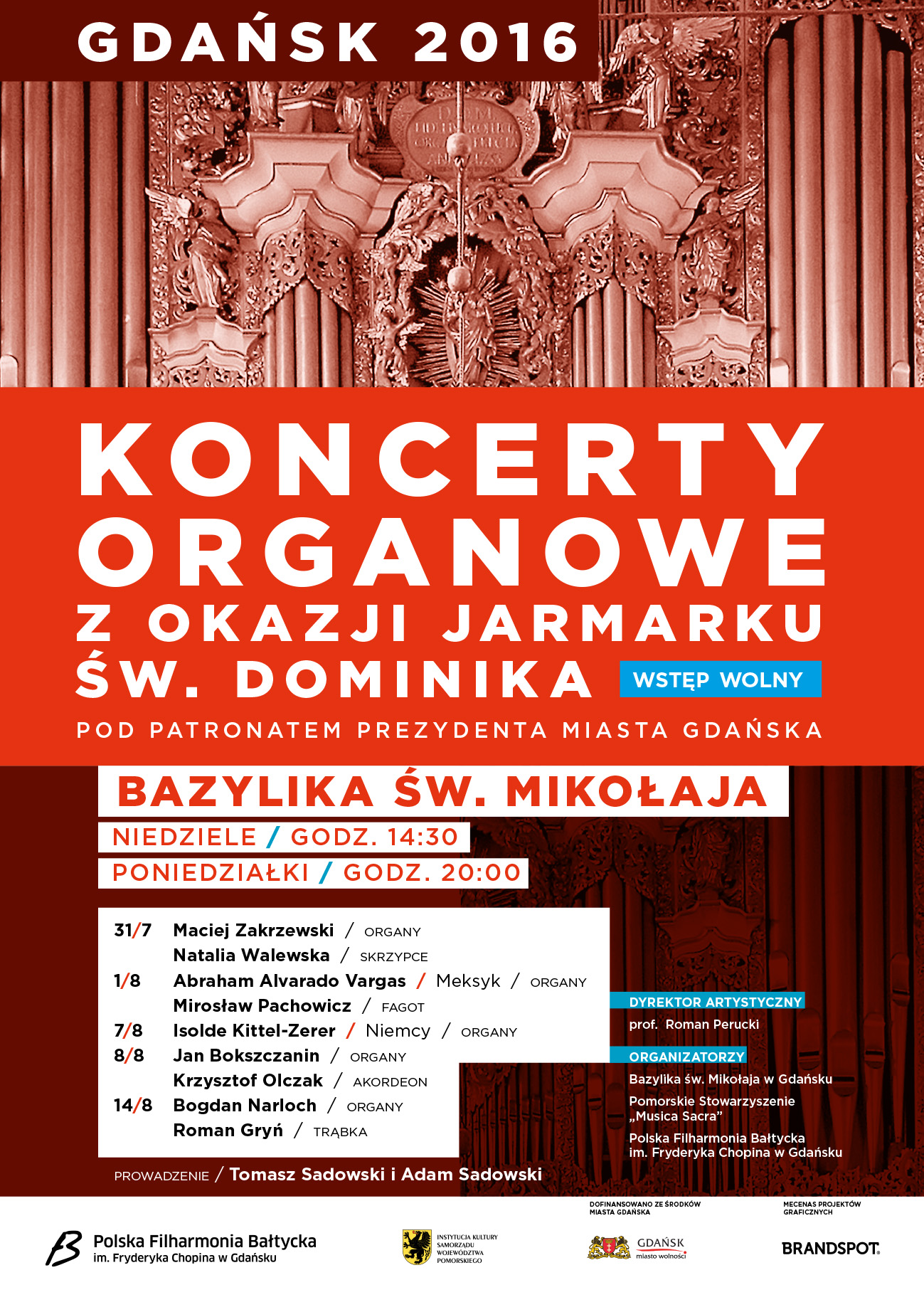 Koncerty organowe z okazji Jarmarku św. Dominika - plakat